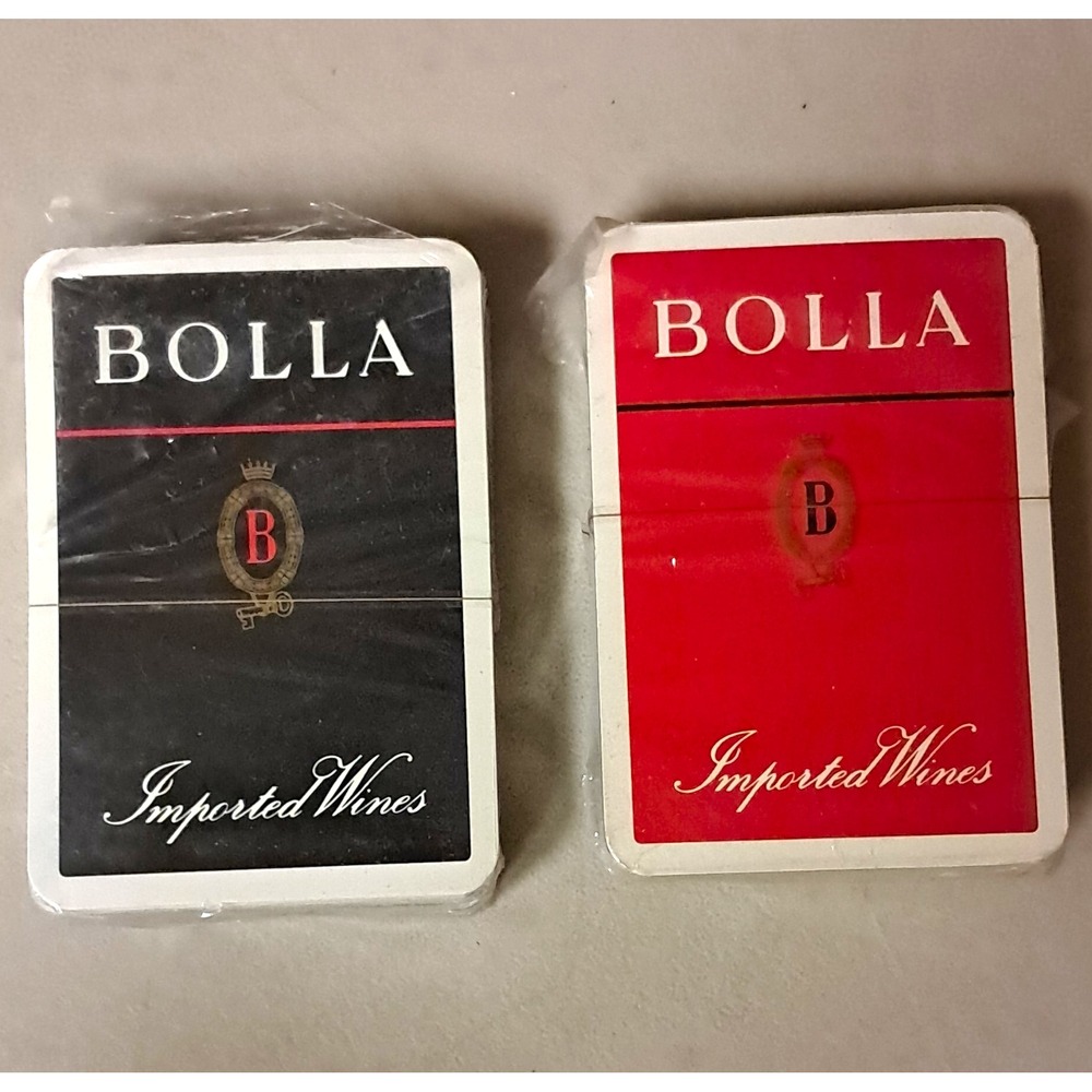 BOLLA Imported Wines Advertising Playing Card Decks Red Black Joker Back